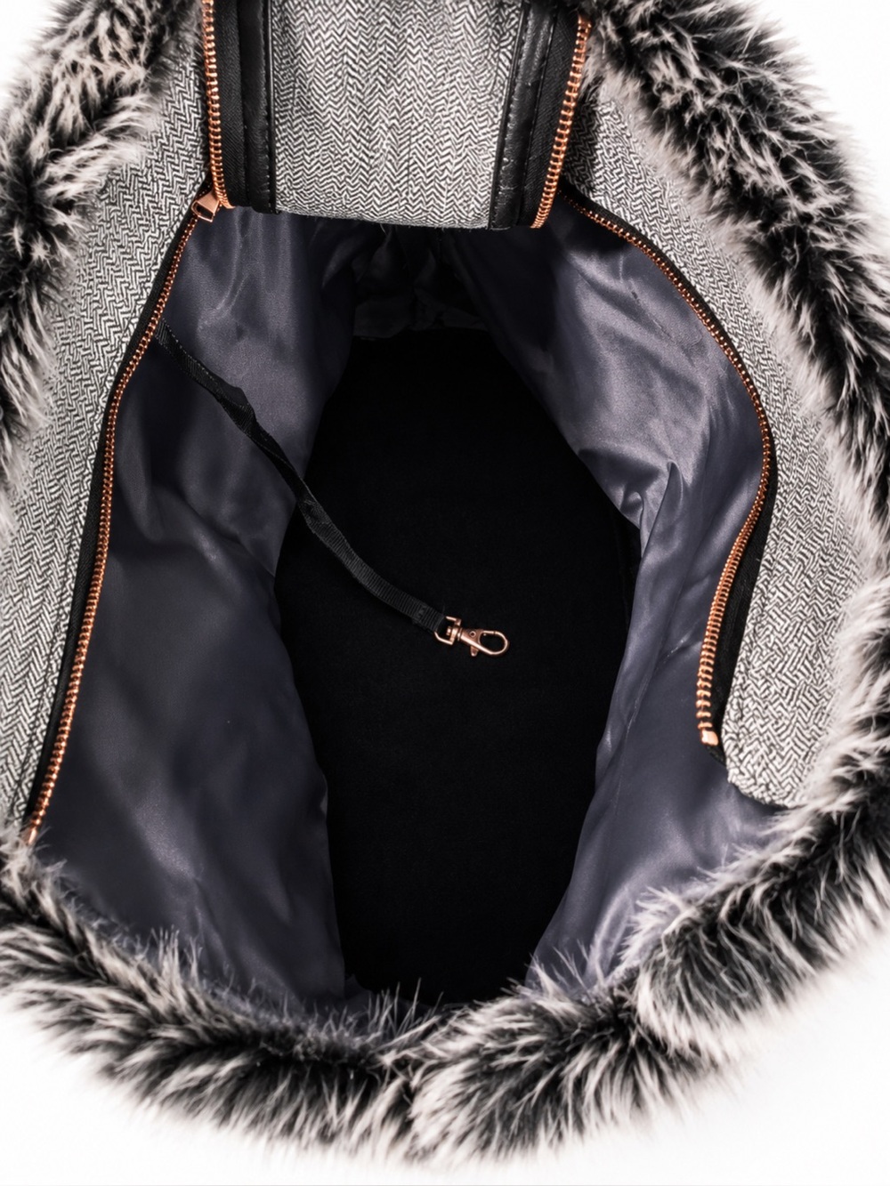 Modern Luxe Collection Fur Lined Pet Carrier Bag with Handles and Mesh Zip-to - Picture 8 of 8